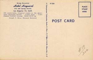 Los Angeles CA Hotel Hayward Linen Postcard