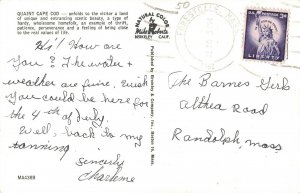 1962 Cape Cod Mass. Map Postcard 2R3-130 