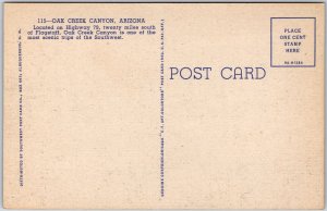 Flagstaff Arizona, Oak Creek Canyon, Scenic Trips of Southwest, Vintage Postcard