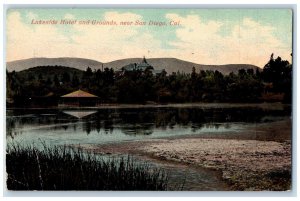 c1910 Lakeside Hotel Grounds River Lake  San Diego California Vintage Postcard