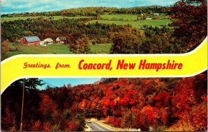 Greetings Concord New Hampshire NH Dual View Fall Autumn VTG Postcard UNP Unused 