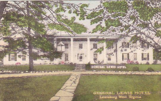 West Virginia Lewisburg General Lewis Hotel Handcolored Albertype