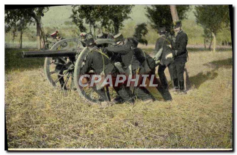 Postcard Old Army Artigliera Piazzamento di Canon pezzo