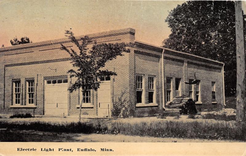 Buffalo Minnesota~Electric Light Plant~Opened Windows~Small Tree~c1910 Postcard