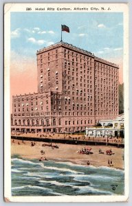 1921 Hotel Ritz Carlton Atlantic City New Jersey Bathing Beach Posted Postcard