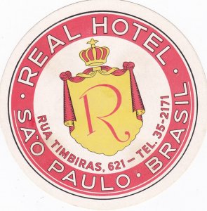 Brasil Sao Paulo Real Hotel Vintage Luggage Label sk2816