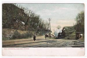 Railroad Crossing Train Bolton Notch Connecticut 1905c postcard