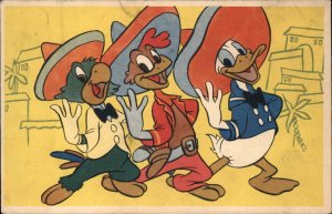 Walt Disney Les Trois Caballeros Donald Duck Animation Vintage Postcard