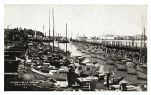 San Francisco California Fisherman's Wharf Bright Colored Fishing Boats Postcard