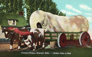 Vintage Postcard Covered Wagon Golden Gate Or Burst Souvenir Kearney Nebraska