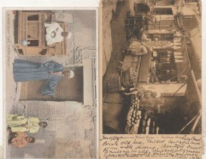 Arabian Court Yard Trader Cairo Egypt 2x Old Postcard s