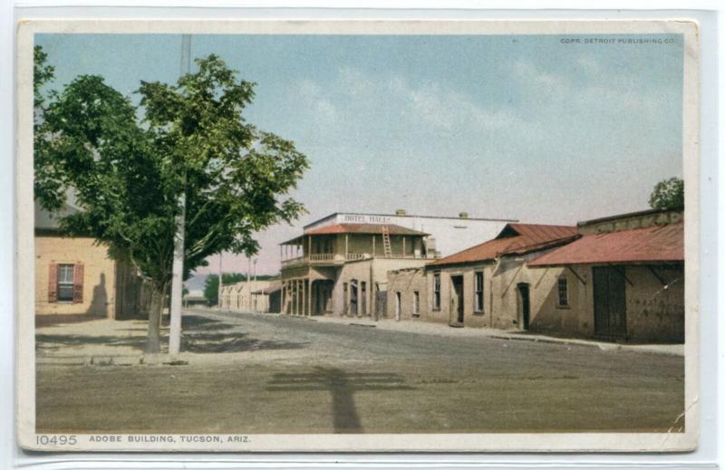 Adobe Building Tucson Arizona 1910c postcard