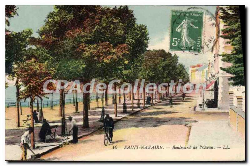 Postcard Old St. Nazaire Boulevard Ocean