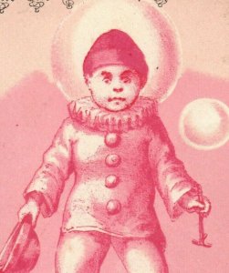 1880s M.M. Robinson Jeweler Christmas Cards Clowns Bubbles Lot Of 2 P211