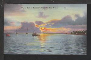 Where the Sun Rises and Sets in the Sea,FL Postcard 