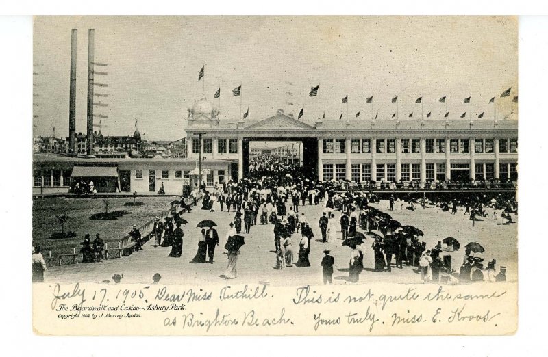 NJ - Asbury Park. The Boardwalk & Casino ca 1905  (creases)