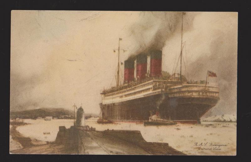 Cunard Line Ship RMS Berengaria - Leaving Port With Tugs