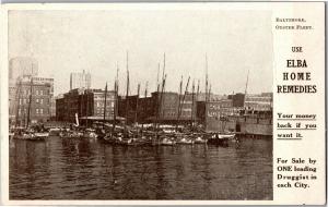 Baltimore Oyster Fleet Advertising Elba Home Remedies UDB Vintage Postcard Q06