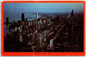 Postcard - Chicago Loop at Night - Chicago, Illinois