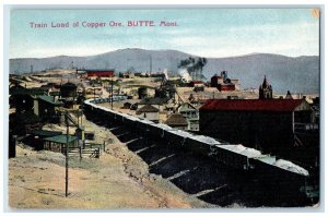 c1910 Train Load Copper Ore Exterior Factory Building Butte Montana MT Postcard