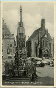 Germany - Nurnberg, Savers Fountain at Church of Our Lady    *RPPC