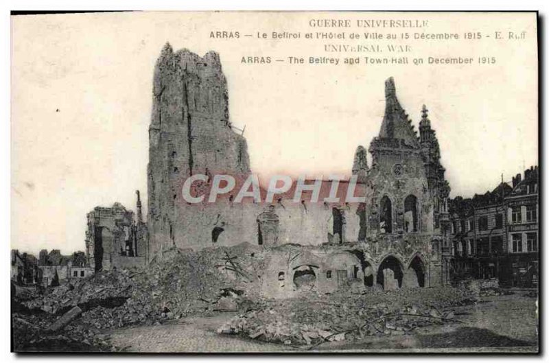 Old Postcard Arras Belfry and & # City 39hotel Army