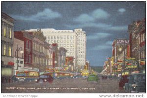 Tennessee Chattanooga Market Street At Night