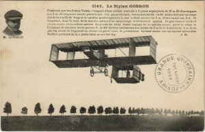 PC CPA AVIATION, LE BIPLAN GOBRON, Vintage Postcard (b24530)