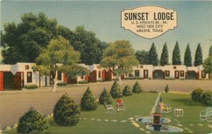 Abilene Texas 1940s Sunset Lodge Postcard Roadside MWM Linen 6190