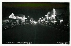 Canada, Penticton, RPPC, BC, Main Street, Night