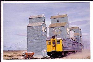 Railway Train, Grain Elevators, Airdrie, Alberta