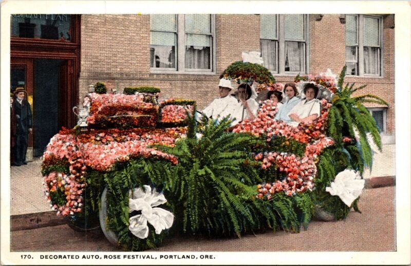 Decorated Auto Rose Festival Portland Oregon OR WB Postcard VTG UNP Vintage