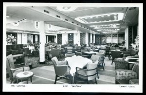 dc1605 - Steamer RMS SAXONIA 1950s Interior Lounge. Real Photo Postcard