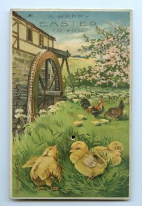 Postcard A Happy Easter To You Squeeker Chicks Rooster Vtg. Standard View Card 