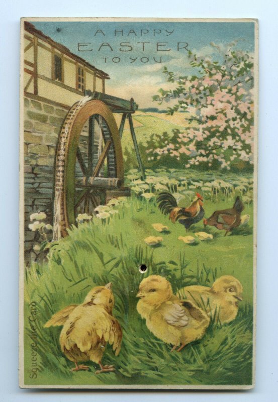 Postcard A Happy Easter To You Squeeker Chicks Rooster Vtg. Standard View Card