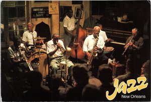 VINTAGE CONTINENTAL SIZE POSTCARD JAZZ IN NEW ORLEANS