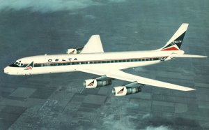 Vintage Postcard Delta's Modern Jet Fleet Includes Douglas DC-8 Fanjet
