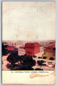 Birds Eye View Lisbon Portugal 1908 DB Postcard K8