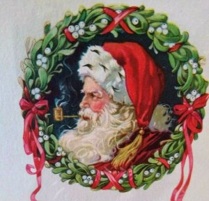 Santa Claus Smoking Pipe Christmas Postcard 511 K Parrot Logo Unused Antique