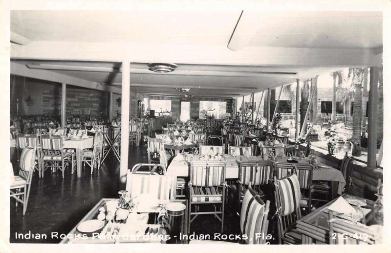 Indian Rocks Florida Palm Gardens Restaurant Interior Real Photo PC AA27044