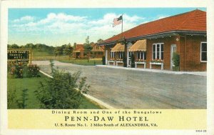 Virginia Alexandria Penn Daw Hotel 1920s Postcard roadside Teich 22-4845