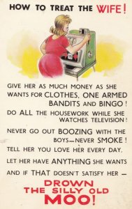 Fruit Machines Treat The Wife Gambling Vintage 1970s Postcard