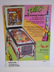 Fairy Pinball Flyer 1976 Rare Playmatic Spain Promo Fantasy Artwork 8.25 x 11.5