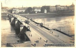 Dresden Germany Friedrich-August-Brocke #331 Bridge Trolley Real Photo Postcard