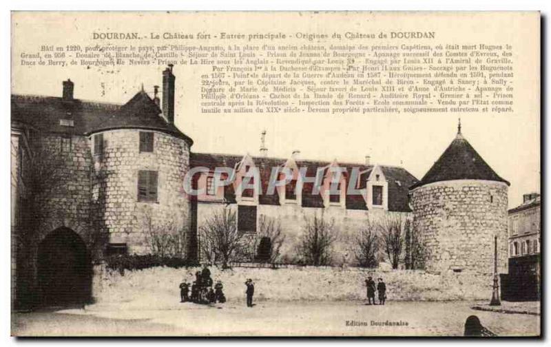 Old Postcard Dourdan Le Chateau Fort main entrance