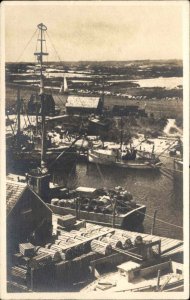 Falmouth MA Lightship Boat, Ship Lighthouse Rtd. c1940 Real Photo Postcard