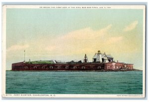 c1920s Fort Sumter Which First Gun In Civil War Was Fired Charleston SC Postcard