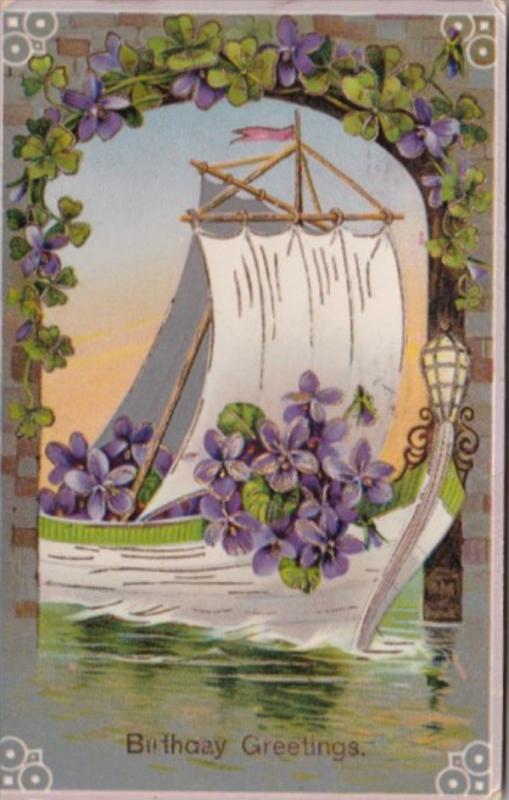 Birthday Sailboat With Purple  Flowers 1912