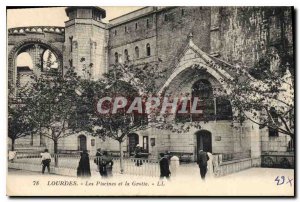 Old Postcard Lourdes Grotto and Pools