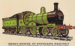 Great North Of Scotland Gordon Highlander Locomotive 49 Train Postcard